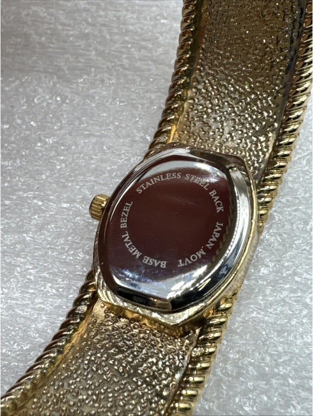 Vintage Pedre Gold Tone Bangle Watch Studded With Rhinestones New Battery W/Box